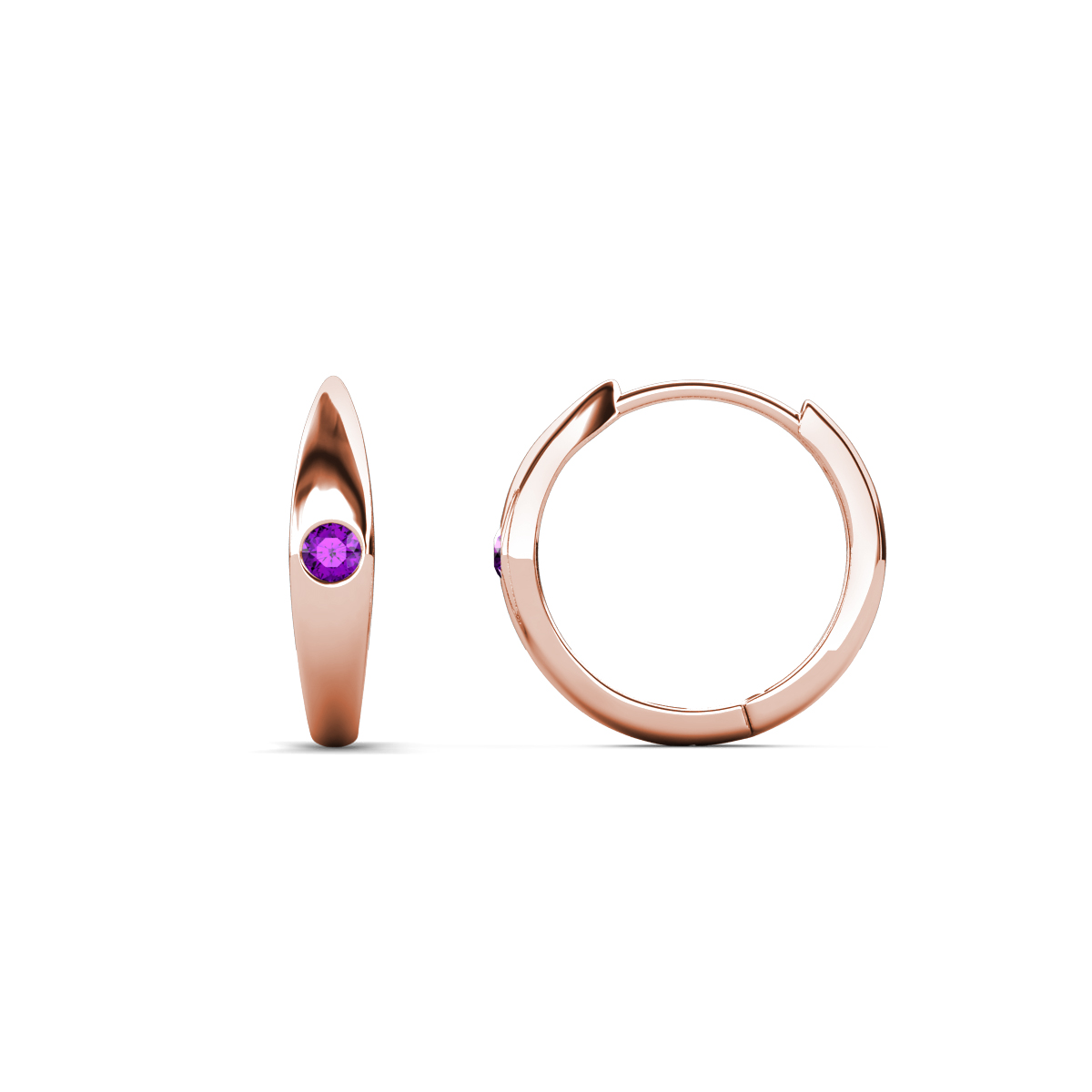Anissa Amethyst Dome Women Huggie Earrings 